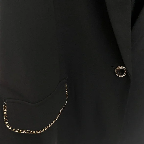 NYCC Black Cropped Blazer Jacket Gold Chain Detail Dressy Chic Size XL - Picture 3 of 9